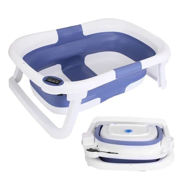 Foldable Baby Bathtub with Thermometer, 0-24 Months