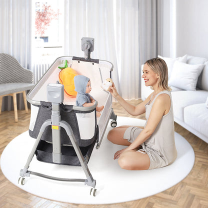Electric Rocking Baby Bassinet with Bedside Sleeper