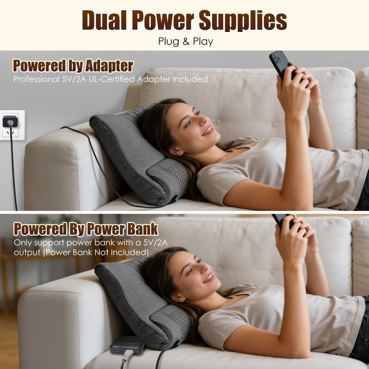 Heated Neck Massager Pillow, Vibration + Memory Foam