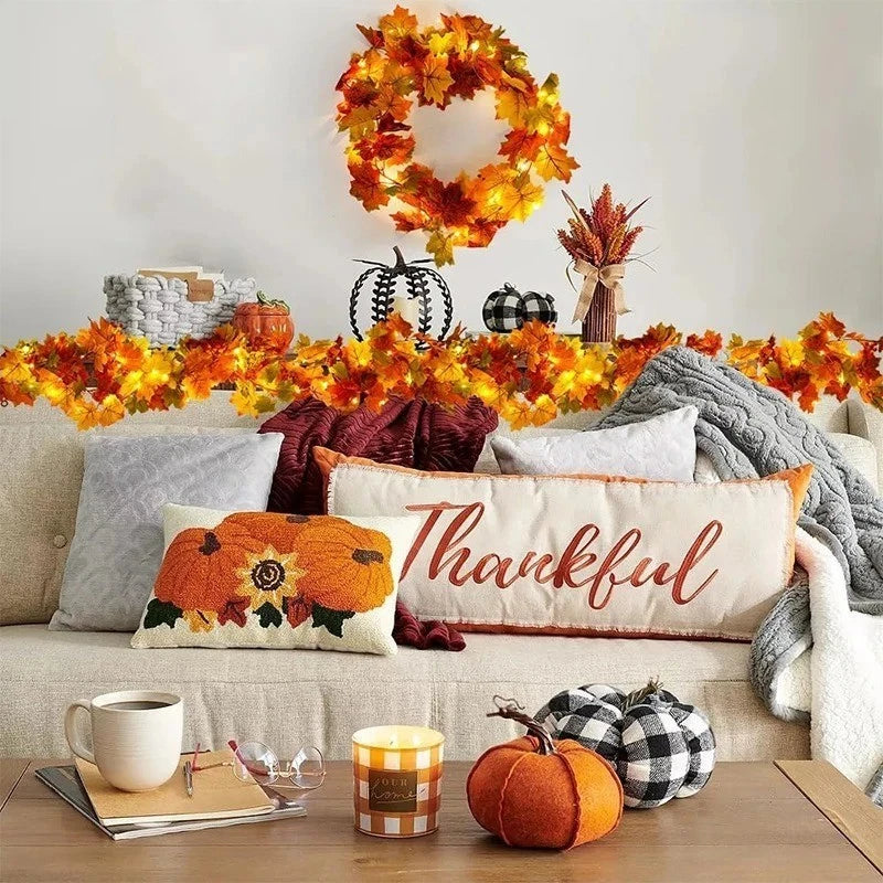 Leaf Garland - Artificial Autumn Wreath for Halloween Decoration - 200CM