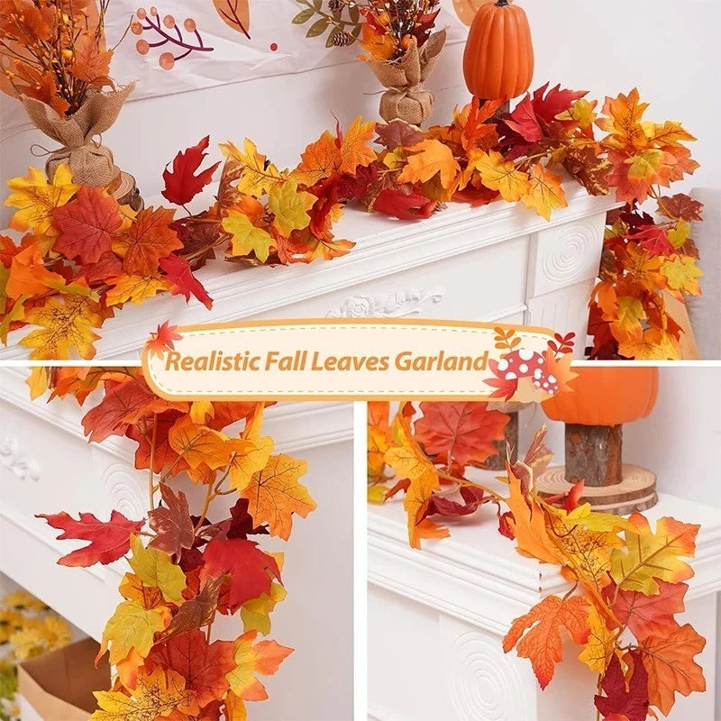 Leaf Garland - Artificial Autumn Wreath for Halloween Decoration - 200CM