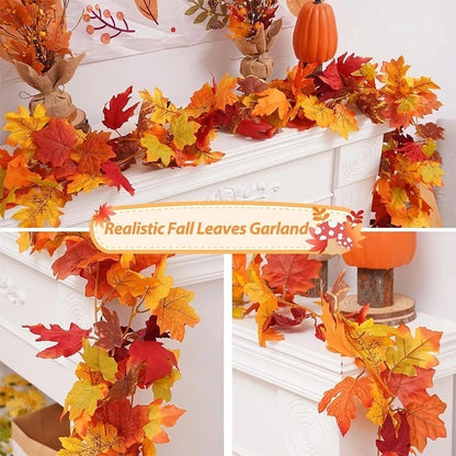 Leaf Garland - Artificial Autumn Wreath for Halloween Decoration - 200CM