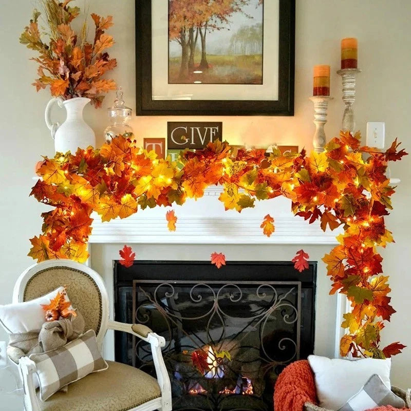 Leaf Garland - Artificial Autumn Wreath for Halloween Decoration - 200CM