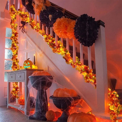 Leaf Garland - Artificial Autumn Wreath for Halloween Decoration - 200CM