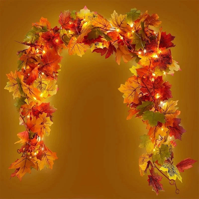 Leaf Garland - Artificial Autumn Wreath for Halloween Decoration - 200CM