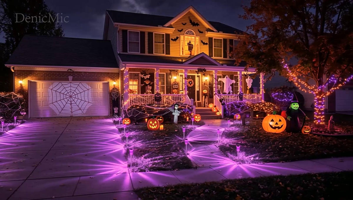 DenicMic Solar Halloween Lights Outdoor Waterproof 10 Pack Halloween Decor
